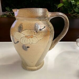 ROCK HARD STONEWARE SALT GLAZED JUG STUDIO POTTERY DOGWOOD FLOWER PAUL MORRIS